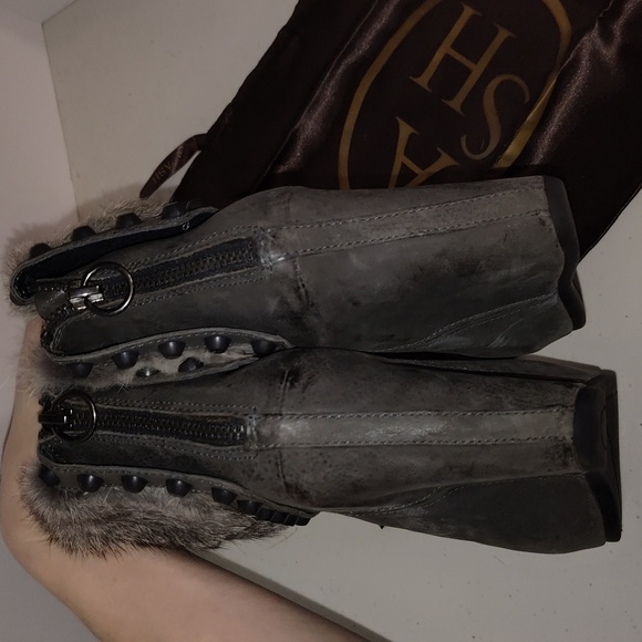 Rare ASH Rabbit top w/hammer nail accents sz European 37  Wedge booties - Picture 5 of 12